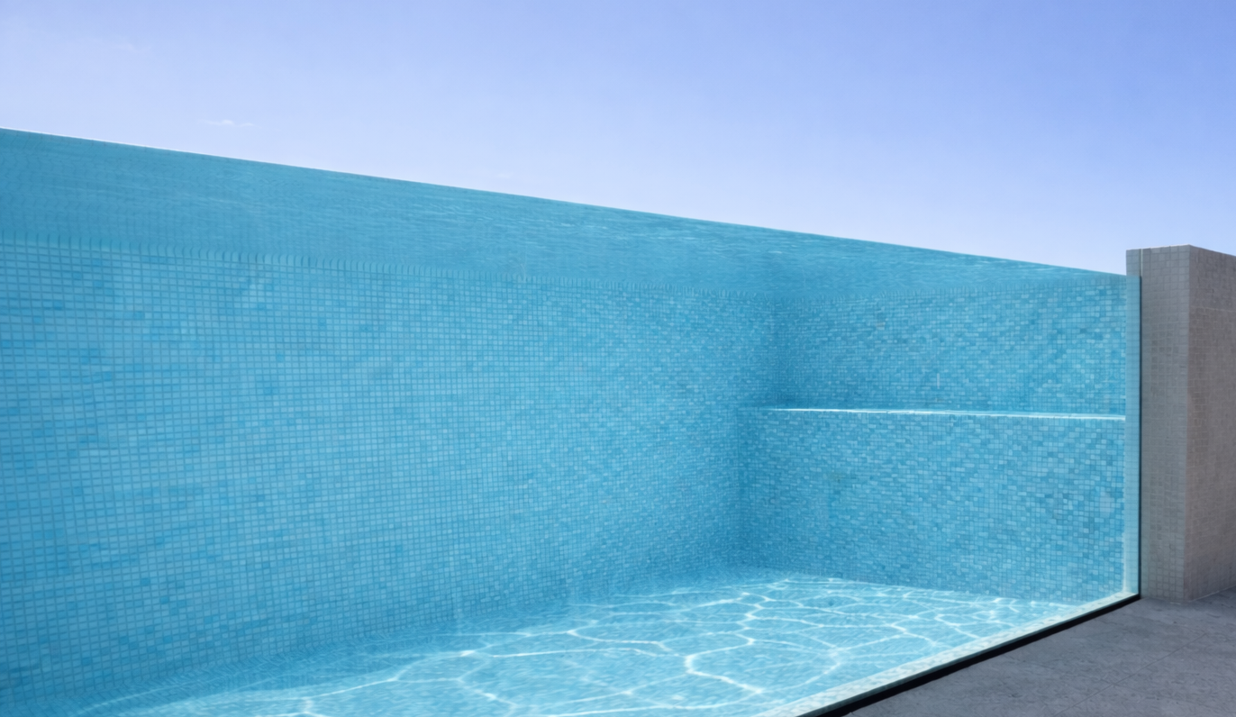 Horizon 3-sided acrylic panel integrated into concrete